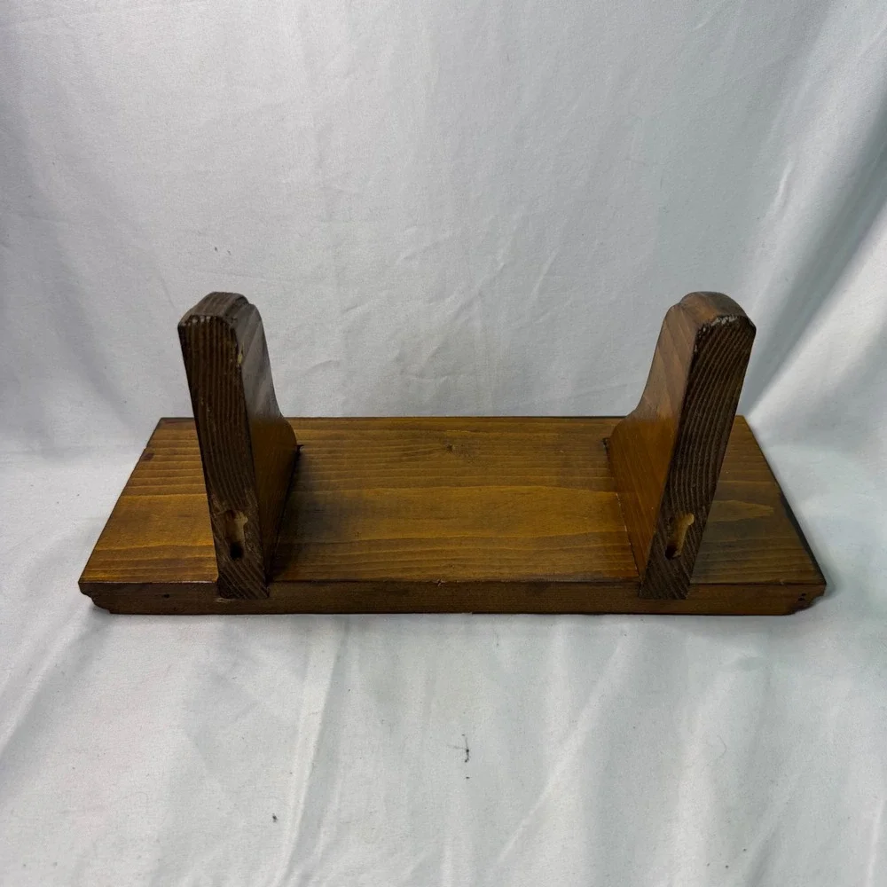 Vintage Solid Wood Floating Wall Shelf Dark Oak Finish Beveled Edge 12 Inch
